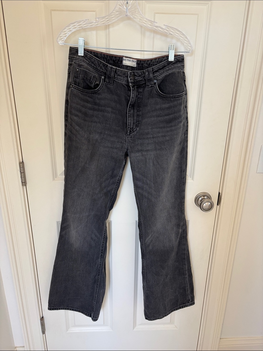 Free People Black Washed Flare Jeans